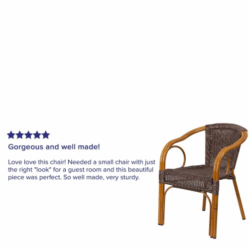 Flash Furniture Cadiz Series Bamboo Patio Chair Dark Brown Rattan/Red Bamboo-Aluminum Frame Perspective: bottom