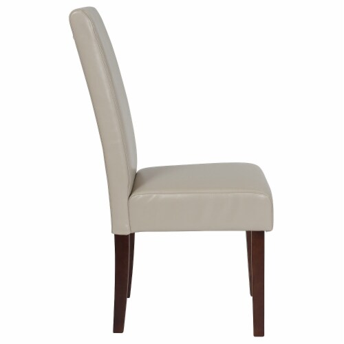 Flash Furniture Greenwich Series Mid-Century Modern LeatherSoft Parsons Dining Chair Beige Perspective: bottom