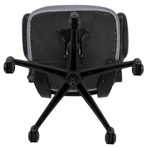 Emma + Oliver Mid-Back Dark Gray Mesh Swivel Ergonomic Task Office Desk Chair - Flip-Up Arms Perspective: bottom