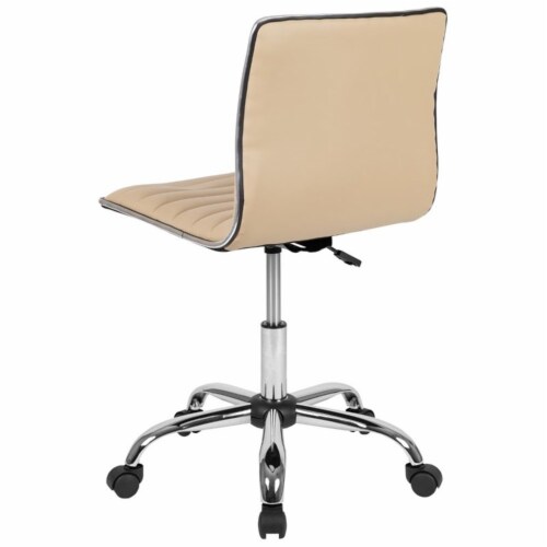 Flash Furniture Low Back Armless Ribbed Swivel Task Chair Tan DS512BTAN Perspective: bottom