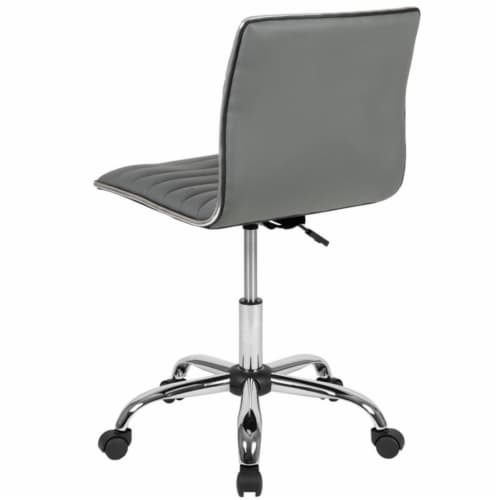 Flash Furniture Low Back Armless Ribbed Swivel Task Chair Light Gray DS512BLTGY Perspective: bottom