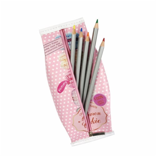 Wrapables Trendy Food Pencil Case and Stationery Pouches (Set of 3), Pink Perspective: bottom