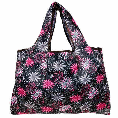 Wrapables Large Nylon Reusable Shopping Bags (Set of 3), Bright Floral Perspective: bottom