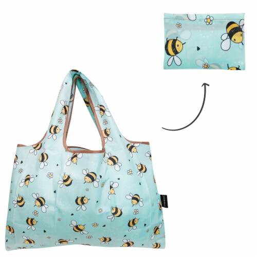 Wrapables Large Nylon Reusable Shopping Bag, Bumble Bees Perspective: bottom