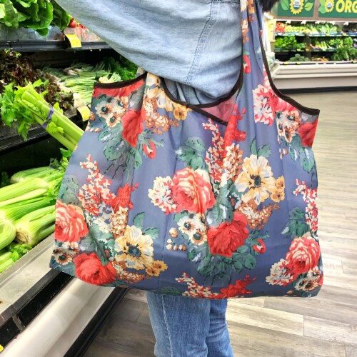 Wrapables Large Nylon Reusable Shopping Bag, Feathers Perspective: bottom