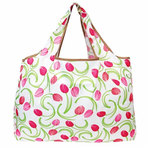 Wrapables Large Nylon Reusable Shopping Bags (Set of 3), Floral Brights Perspective: bottom