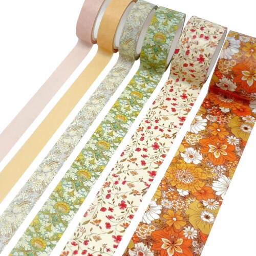 Wrapables Decorative Washi Tape Box Set for DIY Arts & Crafts (12 Rolls), Floral Perspective: bottom