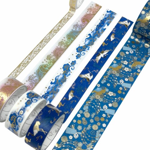 Wrapables Gold Foil Washi Tape in Gift Box Set (20 Rolls), Festive Cranes Perspective: bottom
