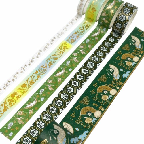 Wrapables Gold Foil Washi Tape in Gift Box Set (20 Rolls), Dancing Cranes Perspective: bottom
