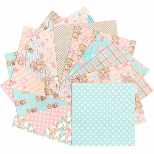 Wrapables 6x6 Decorative Single-Sided Scrapbook Paper, Bears Pink & Blue Theme Perspective: bottom