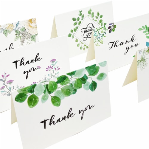 Wrapables Blank Thank You Cards with Envelopes for Special Events (Set of 4), Classic Floral Perspective: bottom