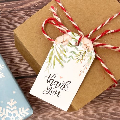 Wrapables Thank You Gift Tags for Weddings, Bridal & Baby Showers (50pcs), Green Nature Perspective: bottom