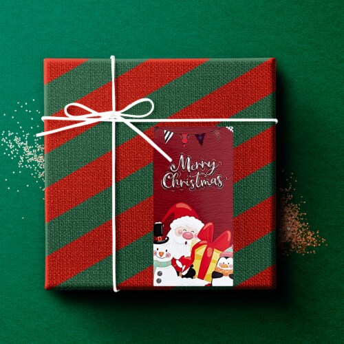 Wrapables 4  x 2  Rectangular Christmas Holiday Seals for Packages, Gift Boxes & Bags 100pcs Perspective: bottom