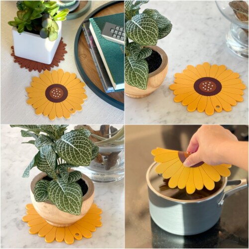 Wrapables Sunflower Coasters, Trivet Mats, Pot Holders (Set of 2), Medium Perspective: bottom