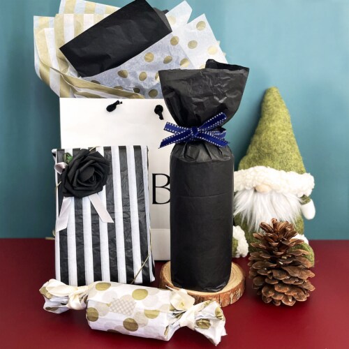 Wrapables Tissue Paper 20 x 28 Inch for Gift Wrapping (60 Sheets), Black & Gold Perspective: bottom