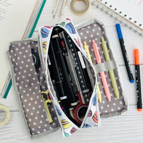 Wrapables Large Capacity 3 Compartment Pencil Pouch for Stationery