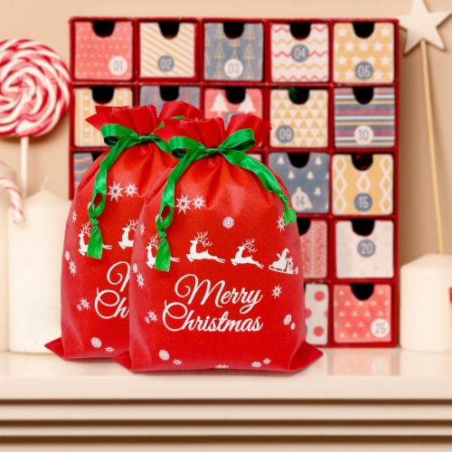 Holiday drawstring gift bags best sale