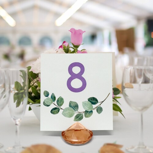 Wrapables Acrylic Diamond Place Card Holders for Weddings, Table Decor (12pcs), Rose Gold Perspective: bottom