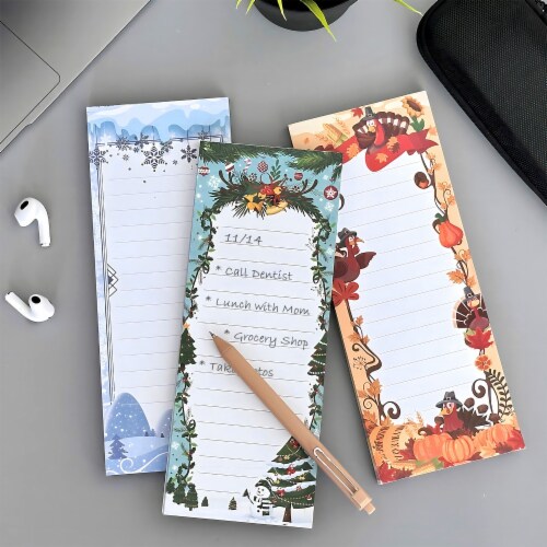 Wrapables Magnetic Refrigerator Memo Notepads (Set of 3), Holidays Perspective: bottom