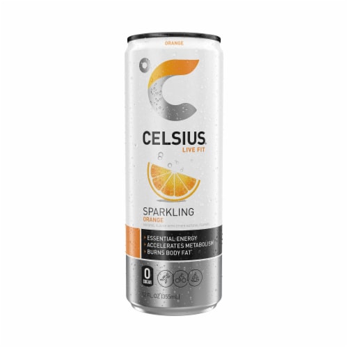 CELSIUS® Sparkling Orange Energy Drink Can Perspective: bottom
