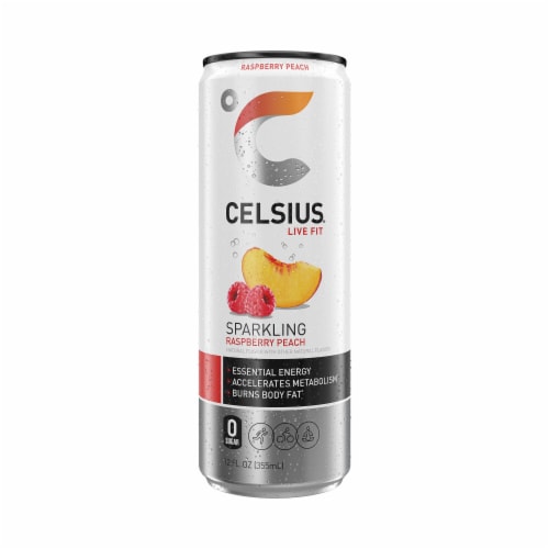 CELSIUS® Sparkling Raspberry Peach Energy Drink Can Perspective: bottom