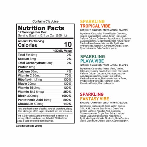 CELSIUS Sparkling Beach Vibe Variety Pack Functional Energy Drink Perspective: bottom