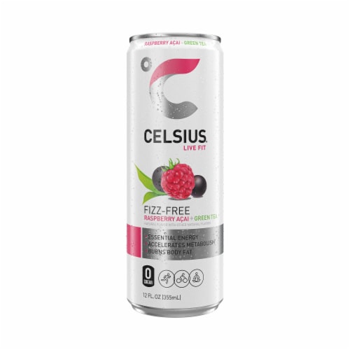 CELSIUS® Fizz Free Raspberry Acai Green Tea Energy Drink Can Perspective: bottom