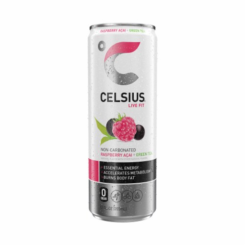 CELSIUS Raspberry Acai Green Tea Energy Drink Multipack Cans Perspective: bottom