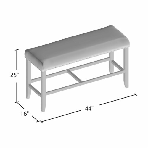 Furniture of America Sinuata Wood Padded Counter Height Bench in Natural Tone Perspective: bottom