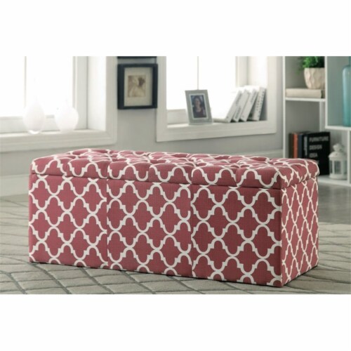 Furniture of America Haas Contemporary Fabric Storage Ottoman in Red Perspective: bottom