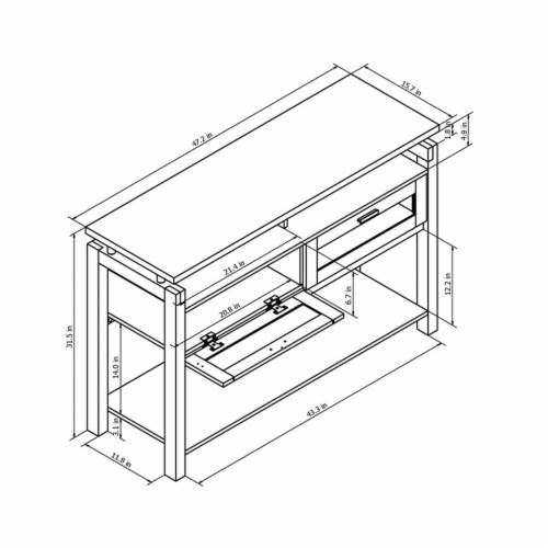 Furniture of America Tayler Contemporary Wood Storage Console Table in Espresso Perspective: bottom