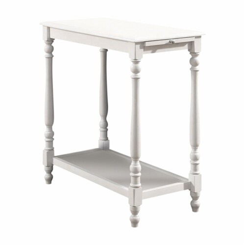Furniture of America Slade Transitional Wood End Table with Tray in White Perspective: bottom