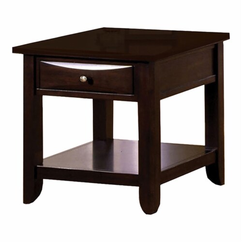 Furniture of America Bonner Transitional Wood 1-Drawer End Table in Espresso Perspective: bottom