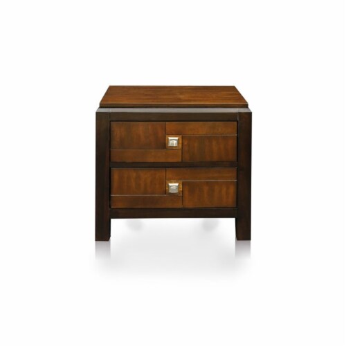 FOA Delia 2pc Walnut Transitional Wood Panel Bedroom Set - Full + Nightstand Perspective: bottom