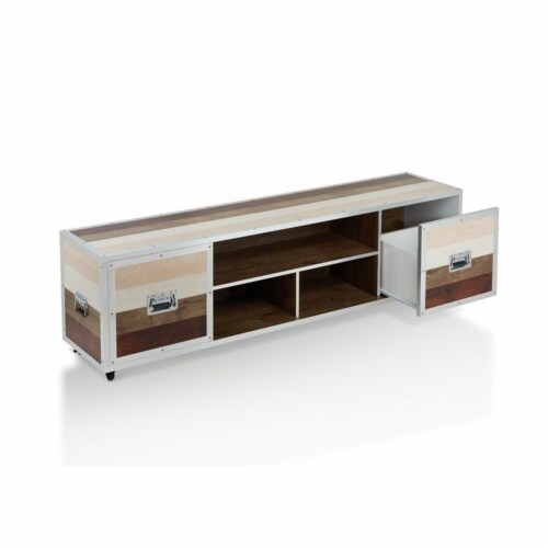 Furniture of America Micah Modern Wood TV Stand with Casters in Multi-color Perspective: bottom
