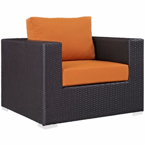 Convene 4 Piece Outdoor Patio Sectional Set - Espresso Orange Perspective: bottom