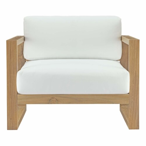 Upland Outdoor Patio Teak Armchair - Natural White Perspective: bottom
