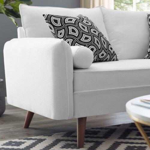 Revive Upholstered Fabric Loveseat - White Perspective: bottom
