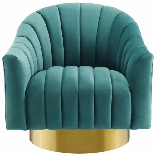 Buoyant Vertical Channel Tufted Accent Lounge Performance Velvet Swivel Chair Perspective: bottom