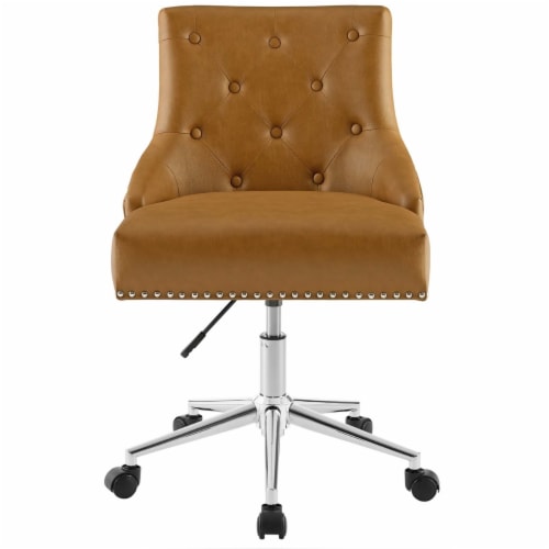 Regent Tufted Button Swivel Faux Leather Office Chair EEI 3608 tan