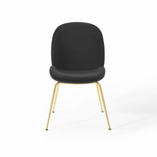 Scoop Gold Stainless Steel Leg Performance Velvet Dining Chair Black, 1