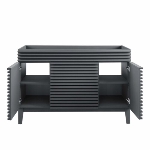 Render 48 Single Bathroom Vanity Cabinet, Gray Perspective: bottom