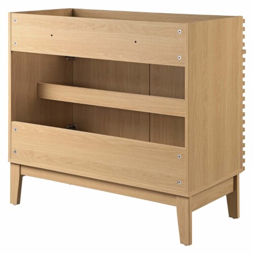 Render 36 Bathroom Vanity Cabinet, Oak Perspective: bottom