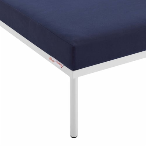 Harmony Sunbrella Outdoor Patio Aluminum Ottoman Navy Perspective: bottom