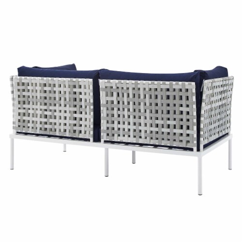 Harmony 8-Piece  Sunbrella® Basket Weave Outdoor Patio Aluminum Seating Set Perspective: bottom