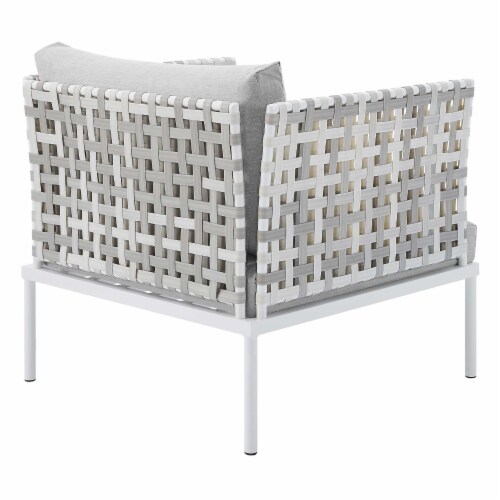 Harmony 3-Piece  Sunbrella Basket Weave Outdoor Patio Aluminum Seating Set Taupe Gray Perspective: bottom
