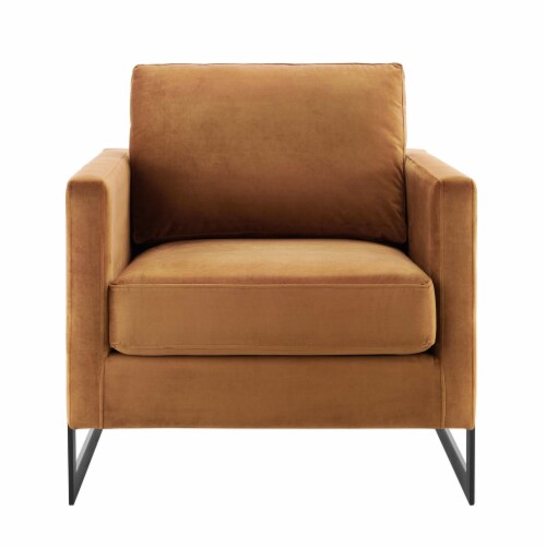 Posse Performance Velvet Accent Chair Black Cognac Perspective: bottom