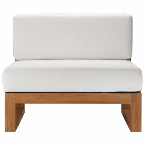 Upland Outdoor Patio Teak Wood Armless Chair, Natural White Perspective: bottom