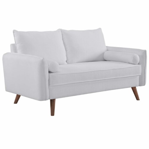 Revive Upholstered Fabric Sofa and Loveseat Set White Perspective: bottom