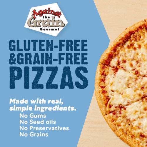 Against the Grain Gourmet Three Cheese Gluten Free Original Crust Frozen Pizza Perspective: bottom